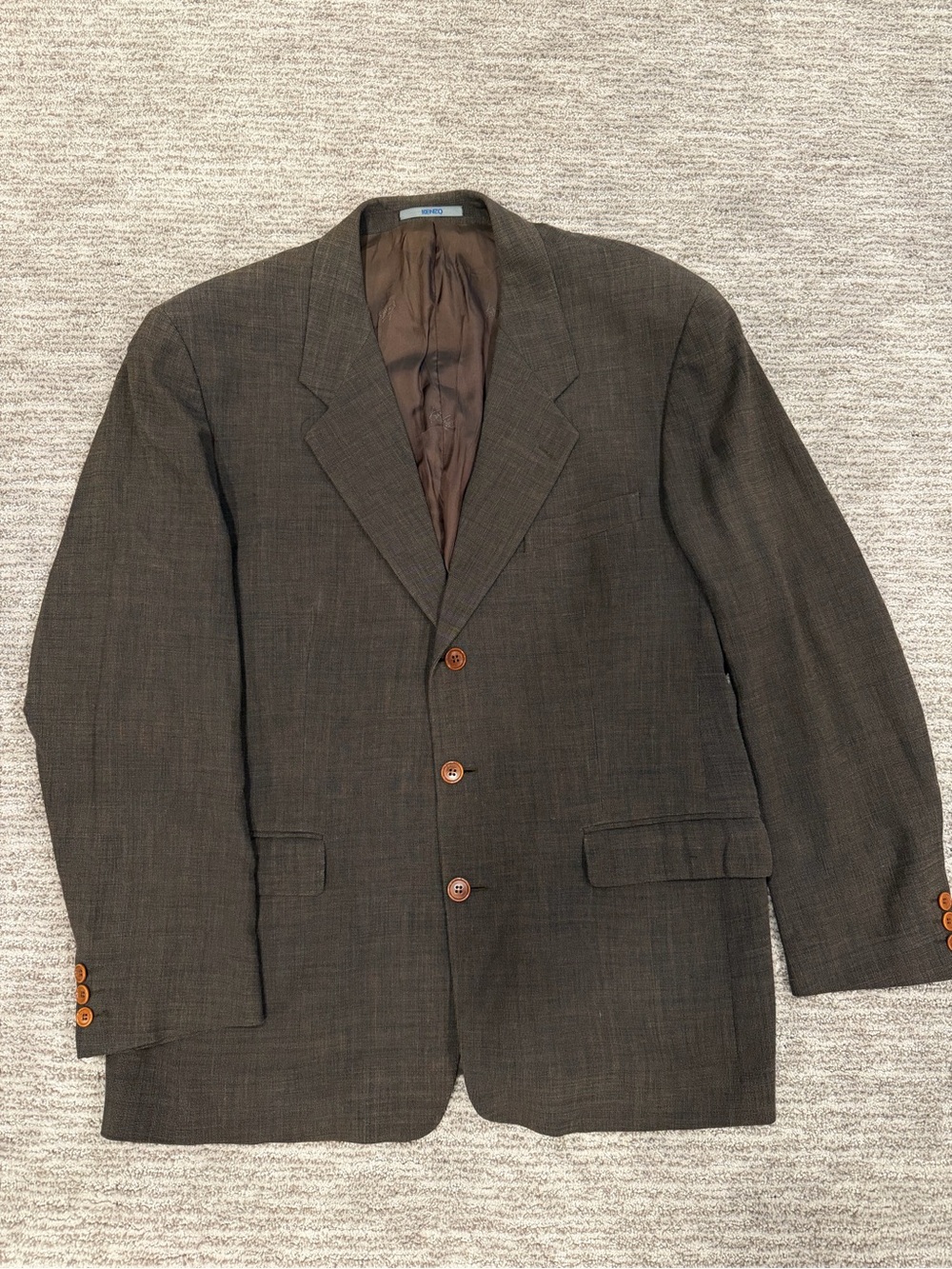 Vintage Kenzo Homme Blazer Sport Coat Made in France Wool Linen Size 54 US 44